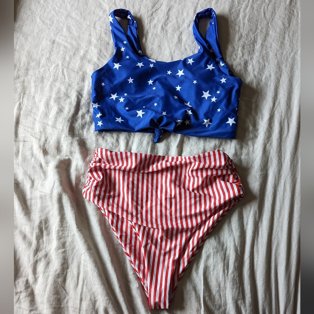 Zaful Patriotic Bikini top and bottom highwaisted